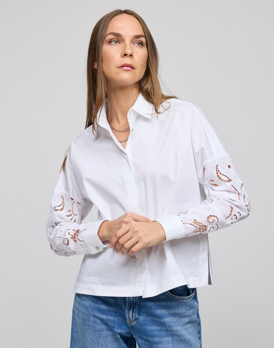 Sophie Long Sleeve Embroidered Eyelet Shirt