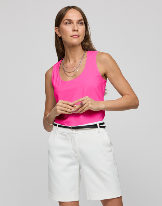 Daphne Sleeveless Scoop Neck Double Knit Panel Tank