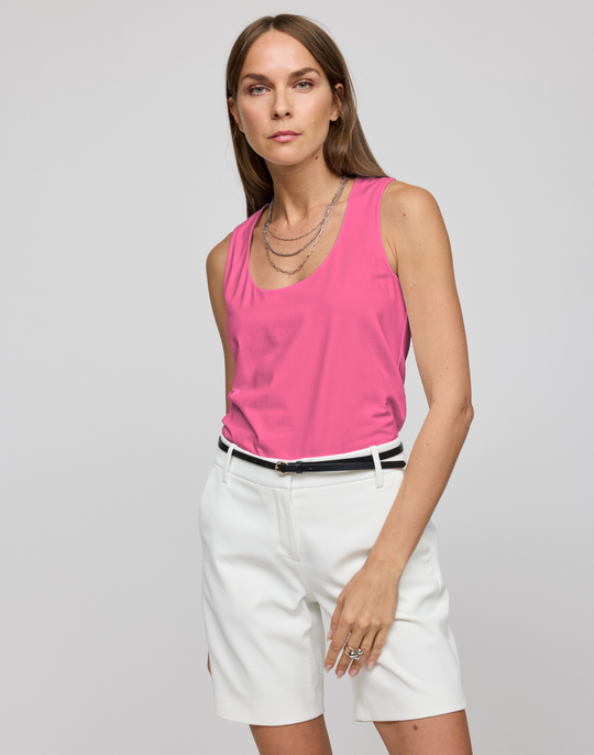 Daphne Sleeveless Scoop Neck Double Knit Panel Tank