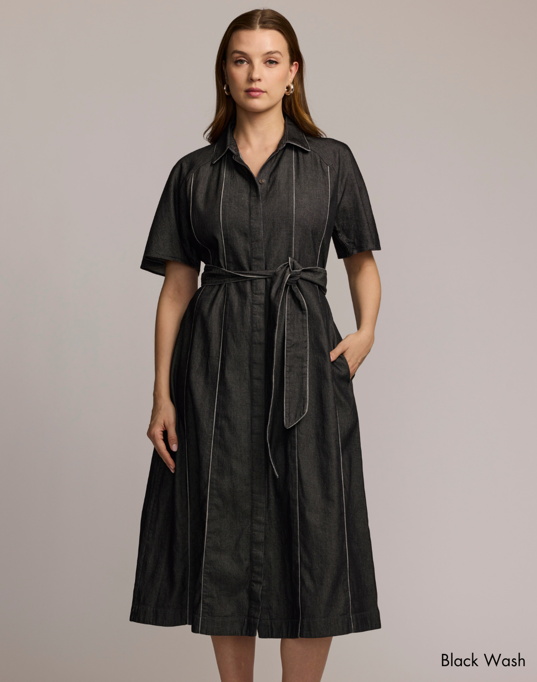 Joanna Short Sleeve Denim Dress Medium Wash / M