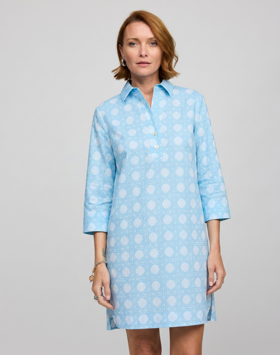 FINAL SALE / NO RETURNS, NO EXCHANGES - Aileen 3/4 Sleeve Lattice Jacquard Dress