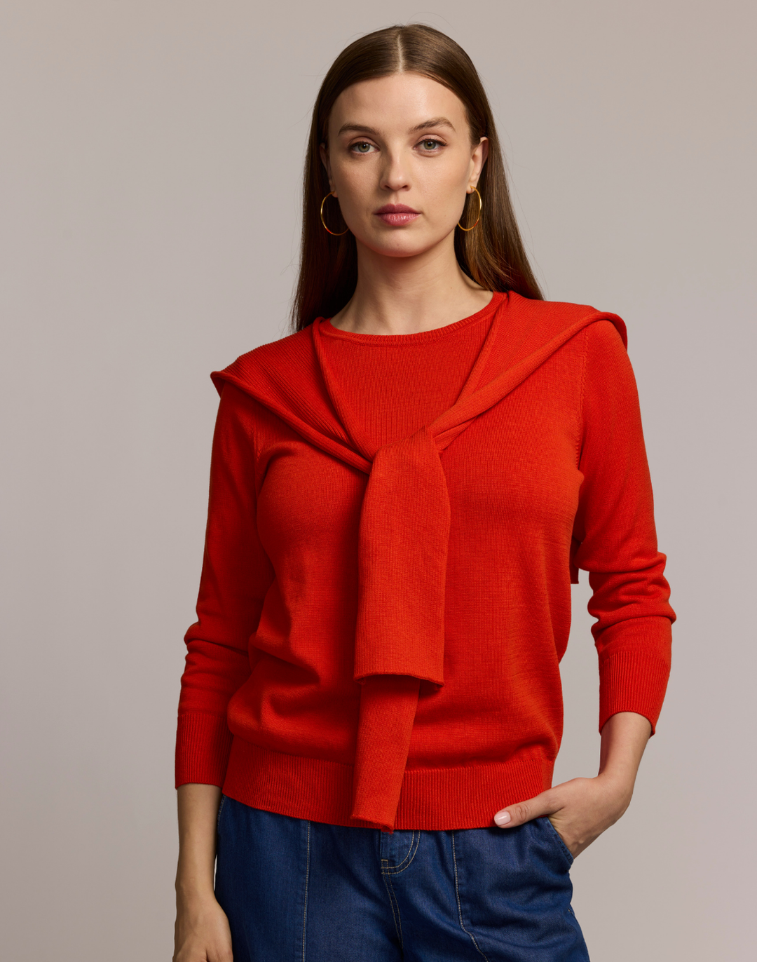 Sloane 3/4 Sleeve Tie Shoulder Sweater