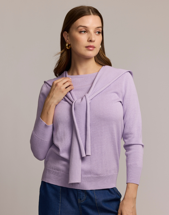 Sloane 3/4 Sleeve Tie Shoulder Sweater