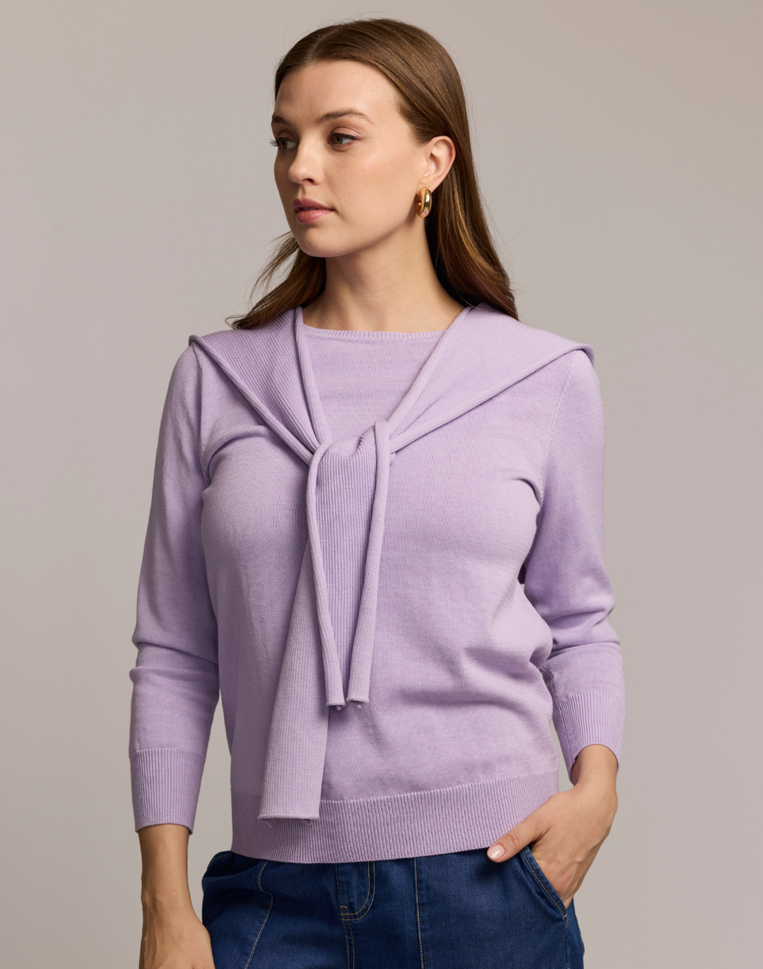 Sloane 3/4 Sleeve Tie Shoulder Sweater
