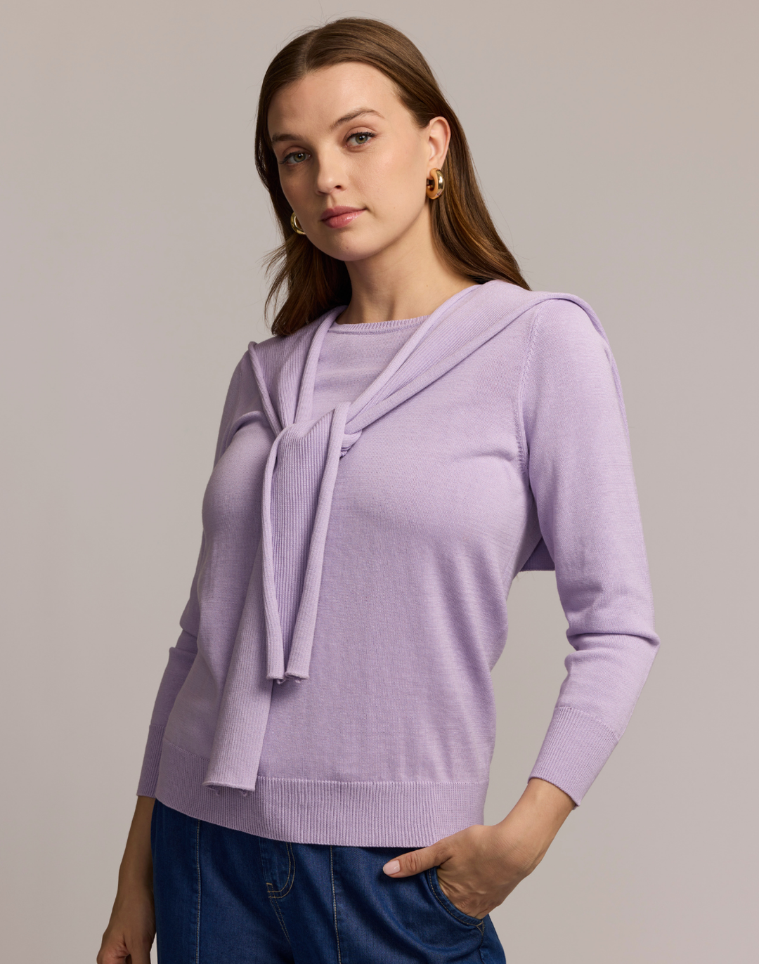 Sloane 3/4 Sleeve Tie Shoulder Sweater