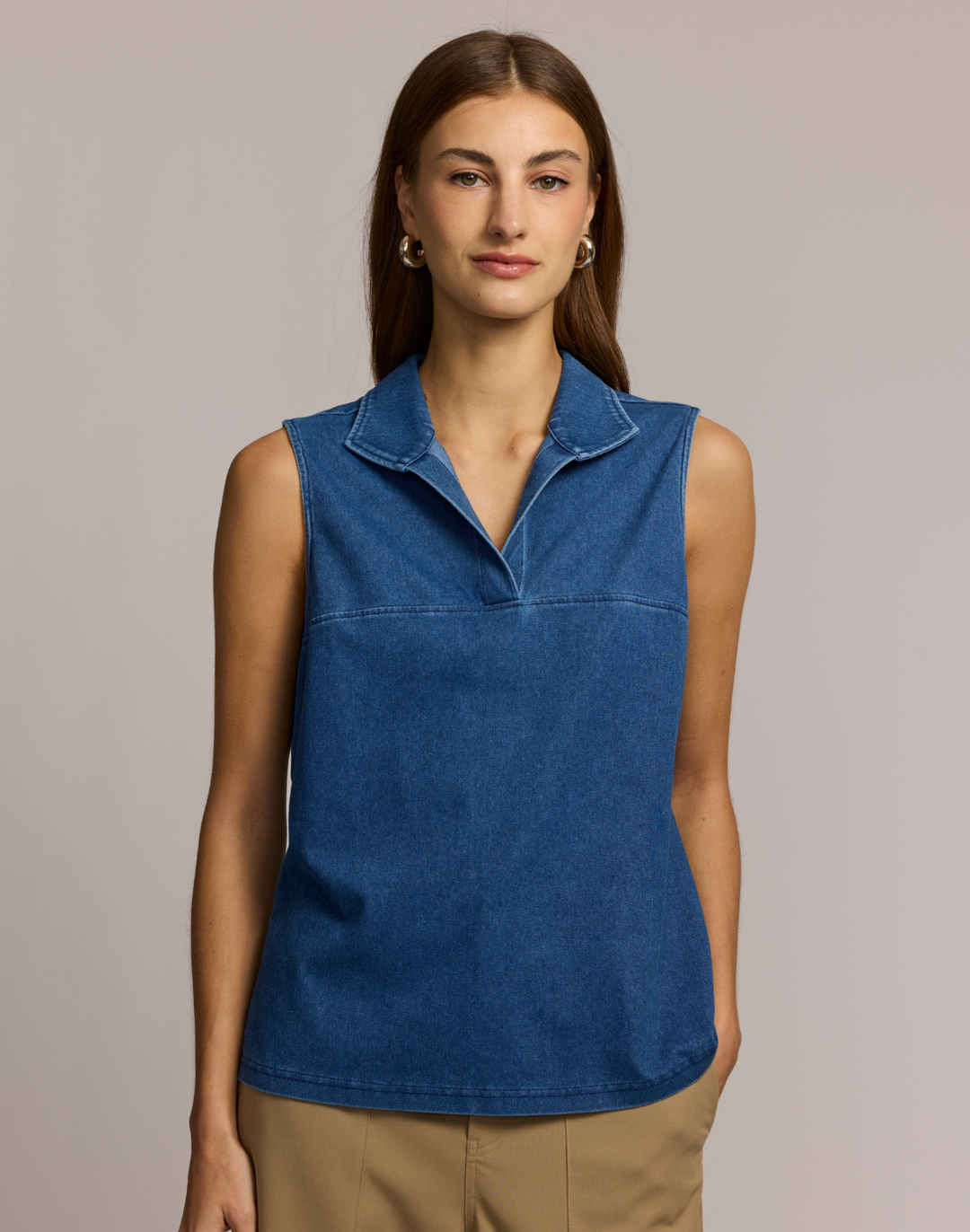 Emma Sleeveless Knit Denim Foundation Layer