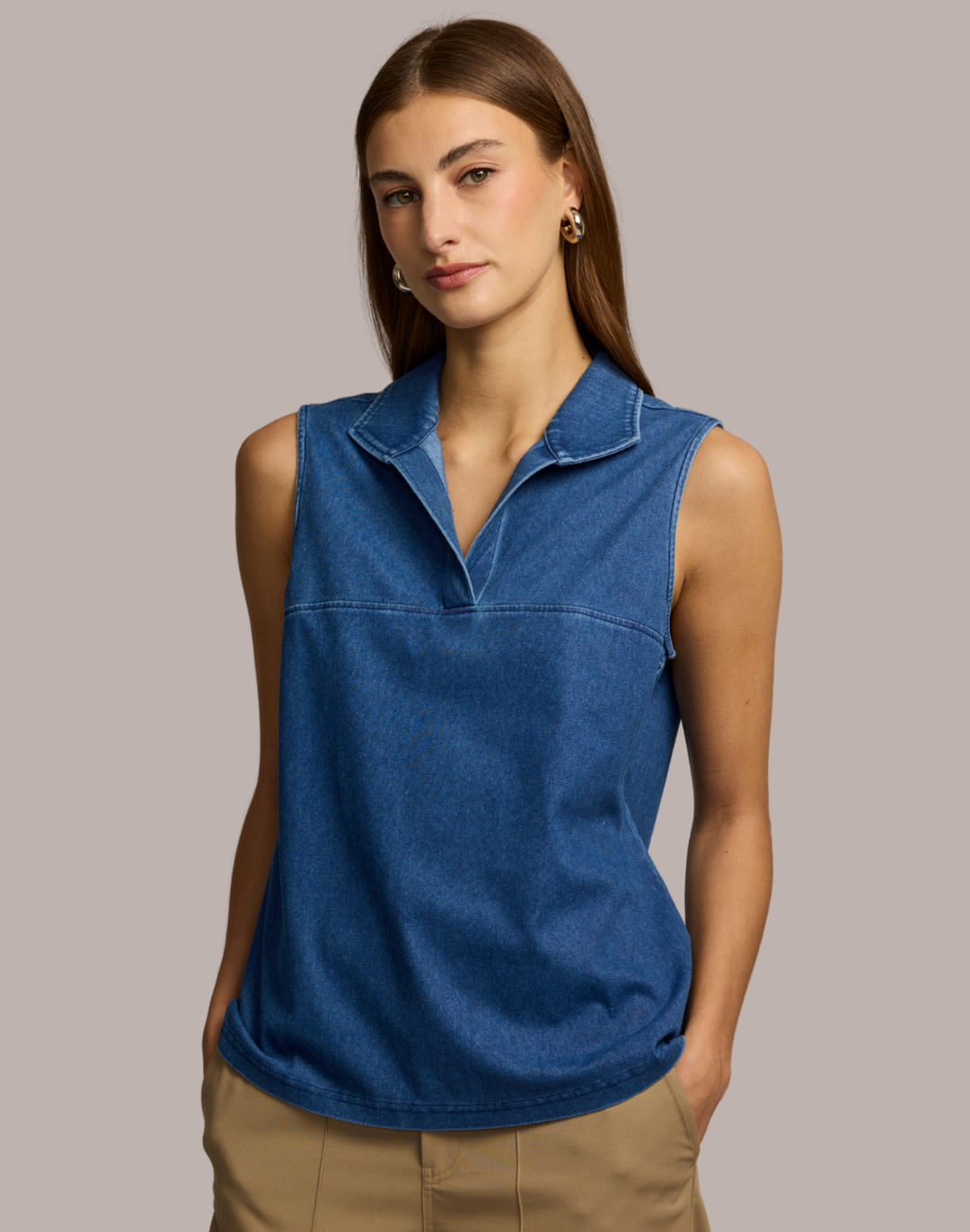 Emma Sleeveless Knit Denim Foundation Layer