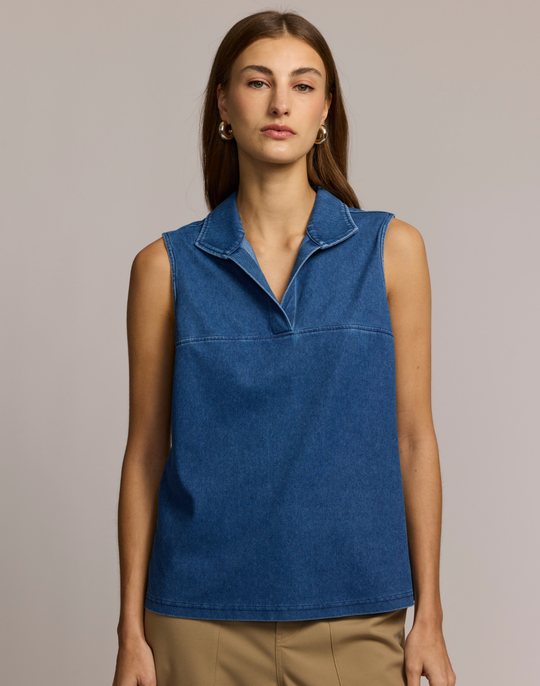 Emma Sleeveless Knit Denim Foundation Layer