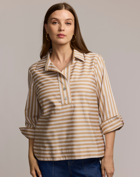 Aileen 3/4 Sleeve Classic Stripe Shirt