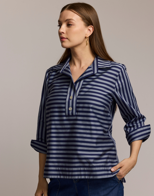 Aileen 3/4 Sleeve Classic Stripe Shirt
