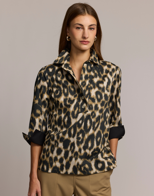 Aileen 3/4 Sleeve Animal Print Shirt