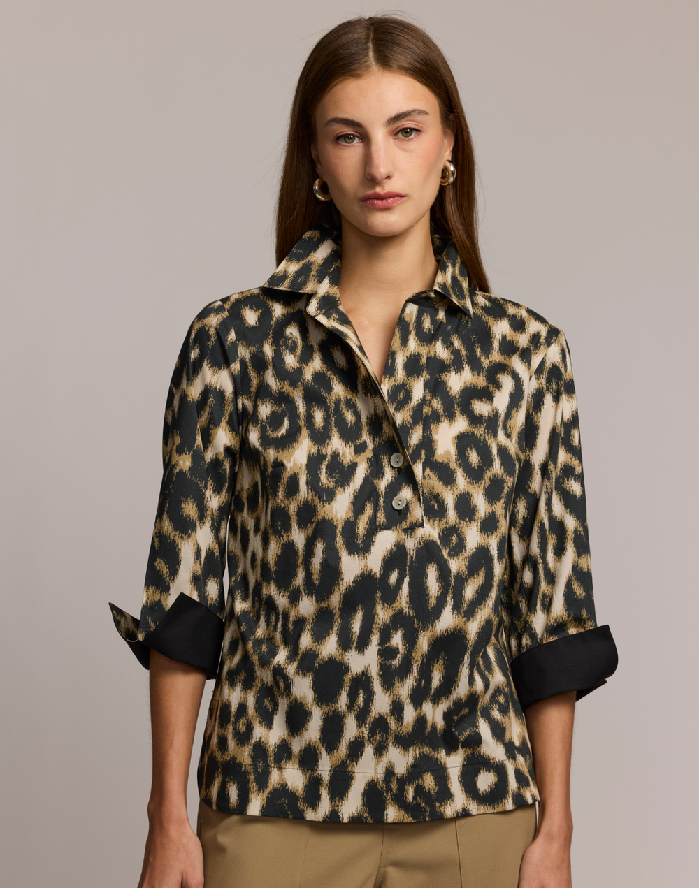 Aileen 3/4 Sleeve Animal Print Shirt