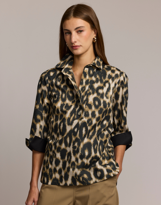 Aileen 3/4 Sleeve Animal Print Shirt