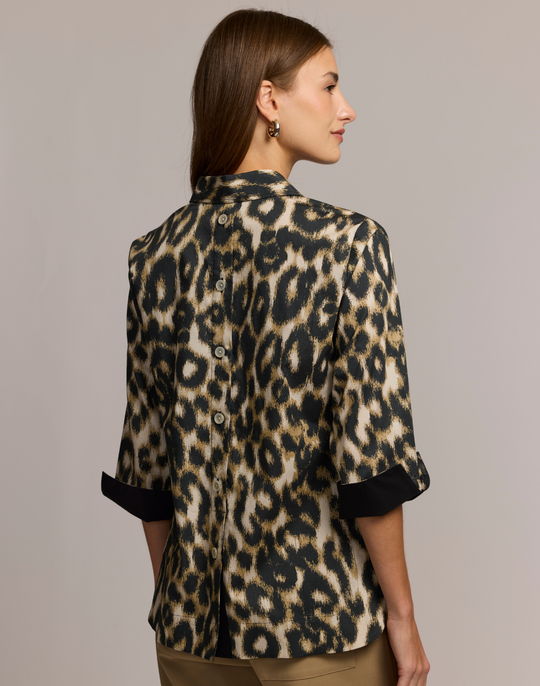 Aileen 3/4 Sleeve Animal Print Shirt