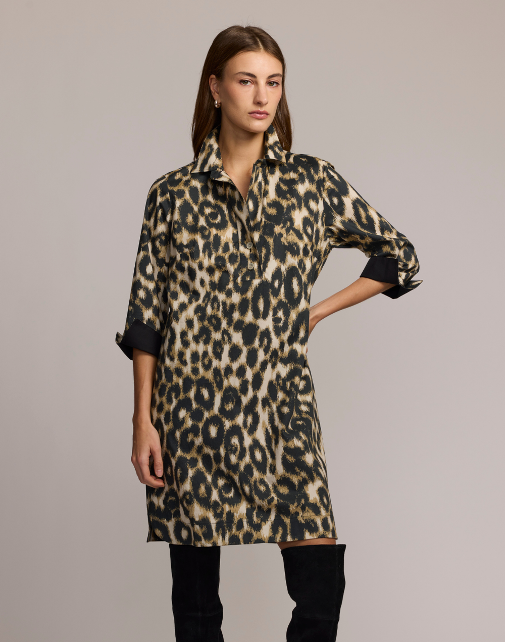 Aileen 3/4 Sleeve Animal Print Dress
