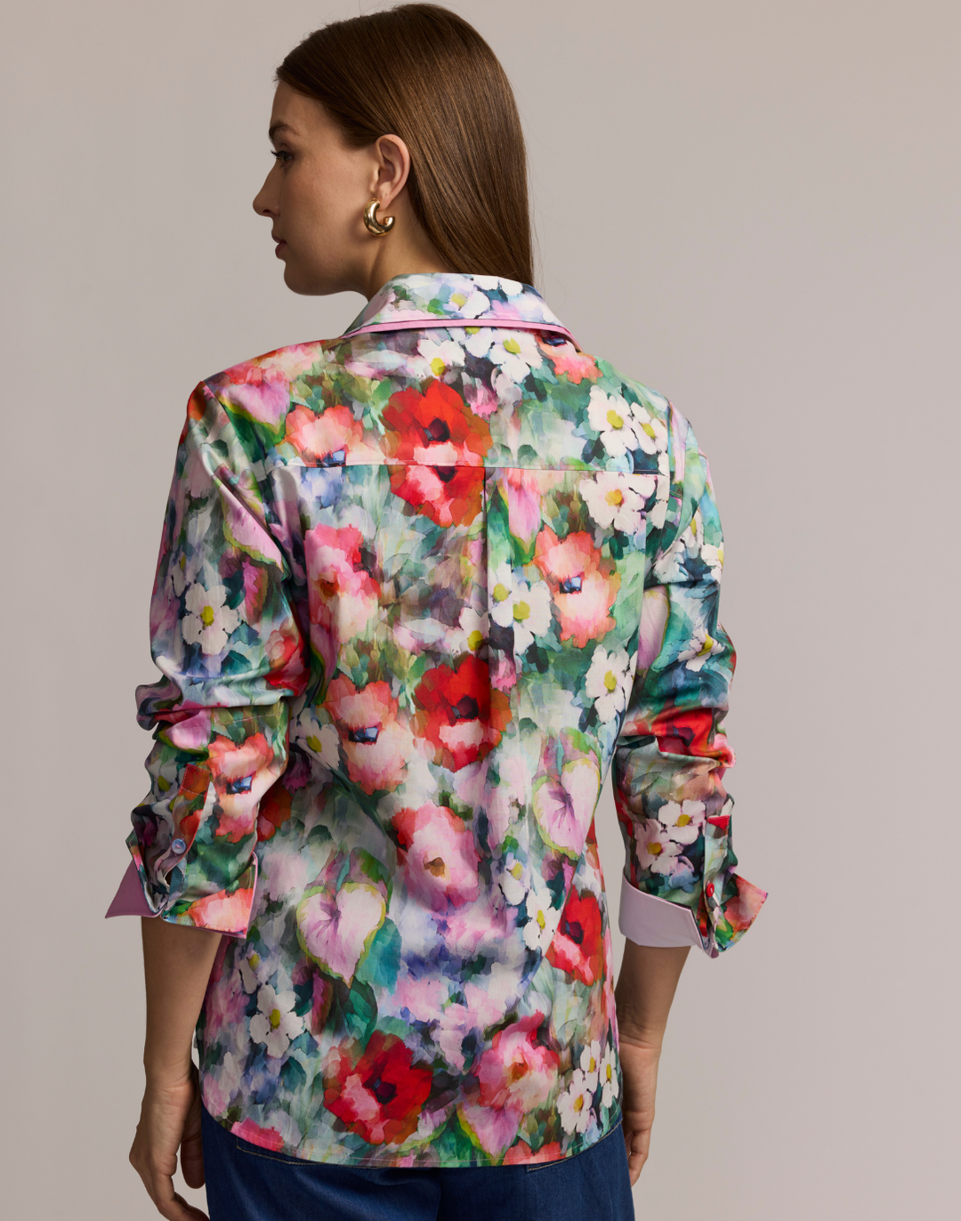Margot Long Sleeve Watercolor Garden Shirt
