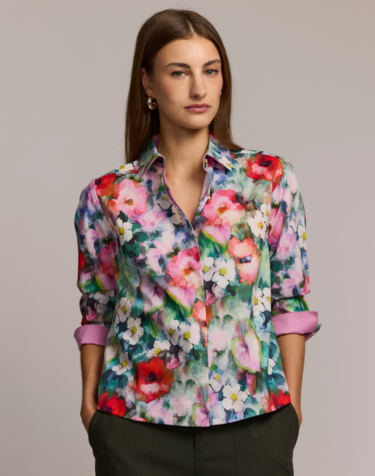 New Xena 3/4 Sleeve Watercolor Garden Shirt