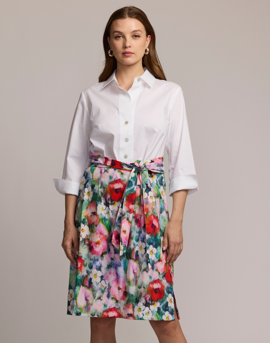 Charlotte 3/4 Sleeve Watercolor Garden Combo Dress