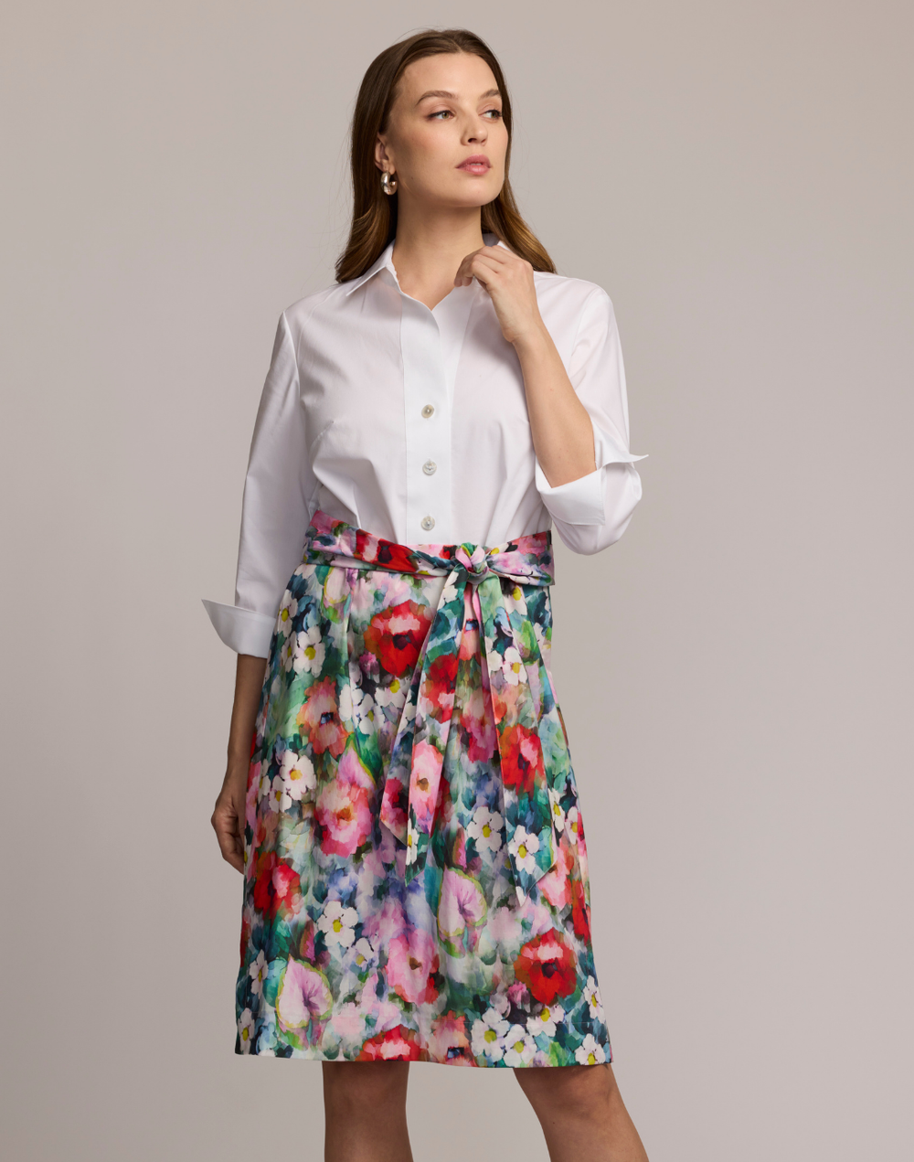 Charlotte 3/4 Sleeve Watercolor Garden Combo Dress
