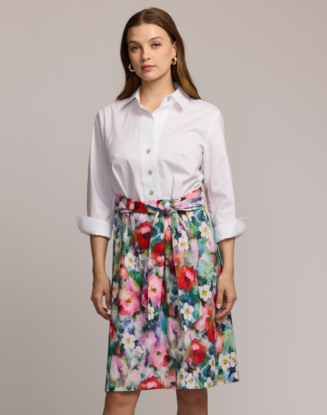 Charlotte 3/4 Sleeve Watercolor Garden Combo Dress