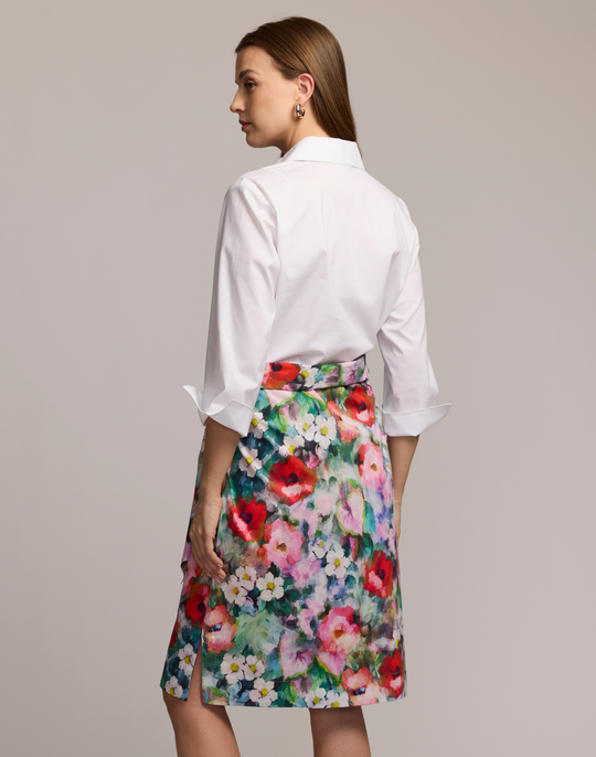 Charlotte 3/4 Sleeve Watercolor Garden Combo Dress
