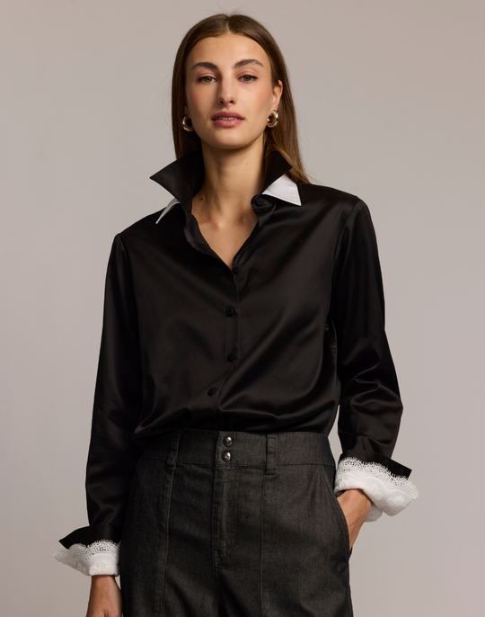 Margot Long Sleeve Cotton Satin Shirt