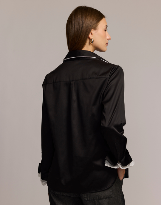 Margot Long Sleeve Cotton Satin Shirt