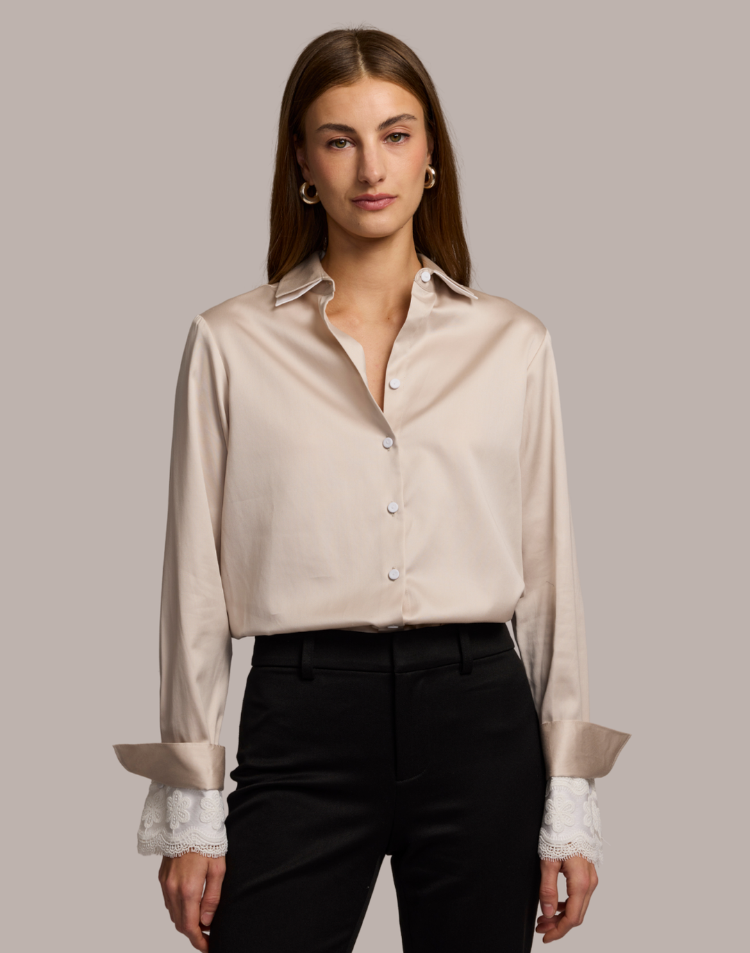 Margot Long Sleeve Cotton Satin Shirt