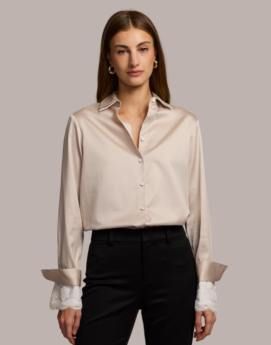 Margot Long Sleeve Cotton Satin Shirt