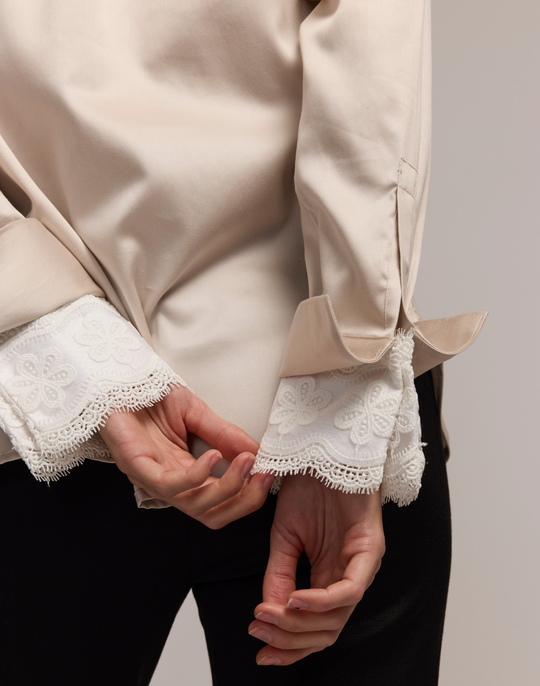 Margot Long Sleeve Cotton Satin Shirt