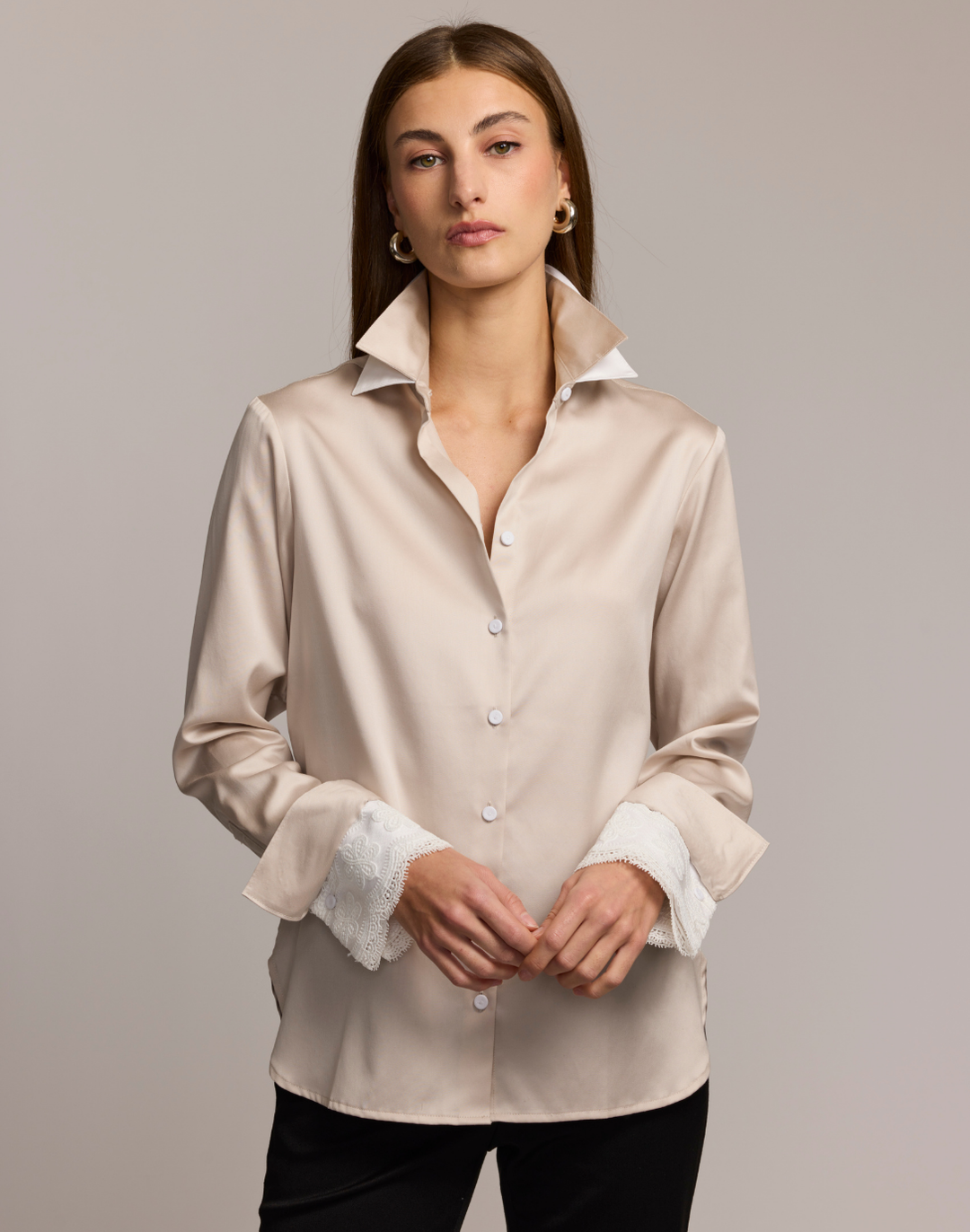 Margot Long Sleeve Cotton Satin Shirt