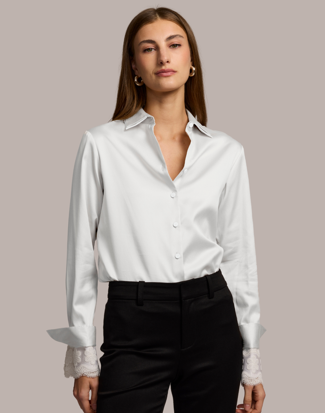 Margot Long Sleeve Cotton Satin Shirt