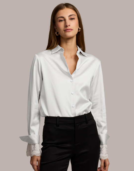 Margot Long Sleeve Cotton Satin Shirt