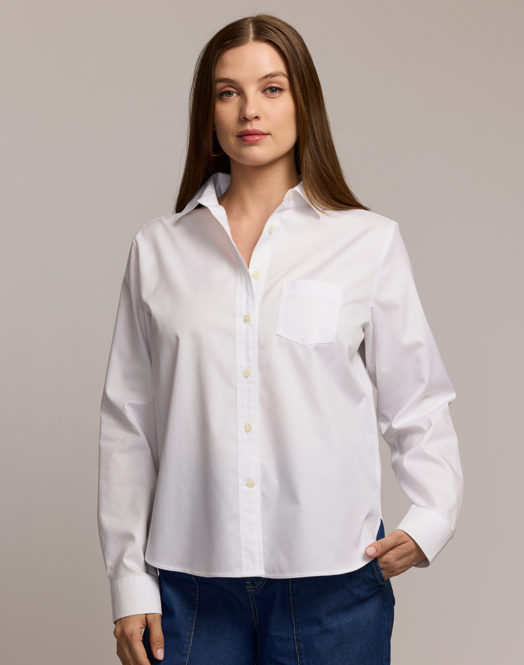 no-iron cotton dress shirts Lands' End Men's Traditional Fit Solid No Iron Supima Pinpoint Buttondown Collar Dress Shirt