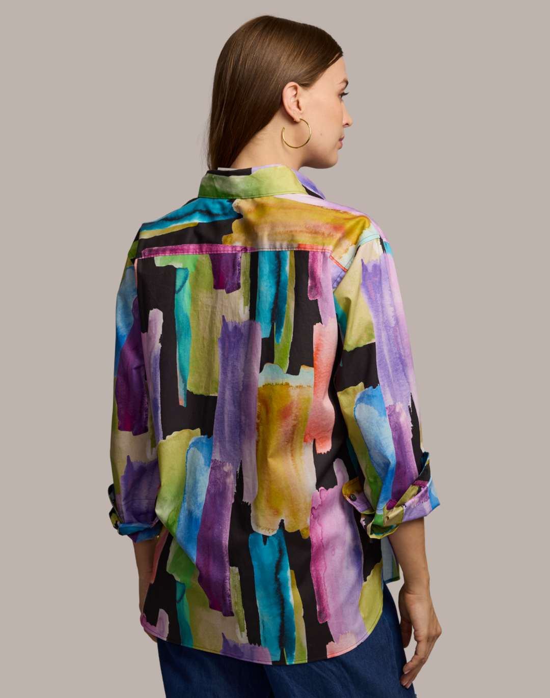 Halsey Long Sleeve Abstract Watercolor Shirt