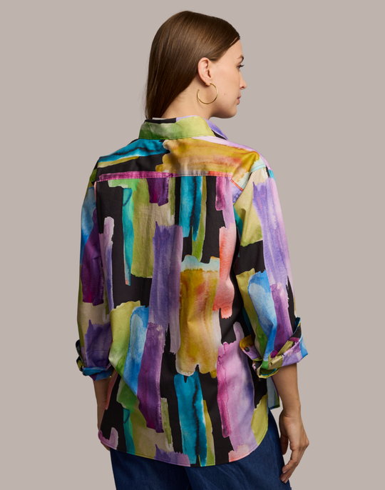 Halsey Long Sleeve Abstract Watercolor Shirt
