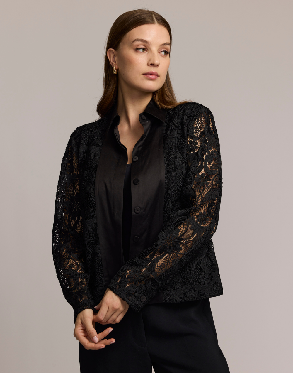Joanne Long Sleeve Lace Shirt Jacket