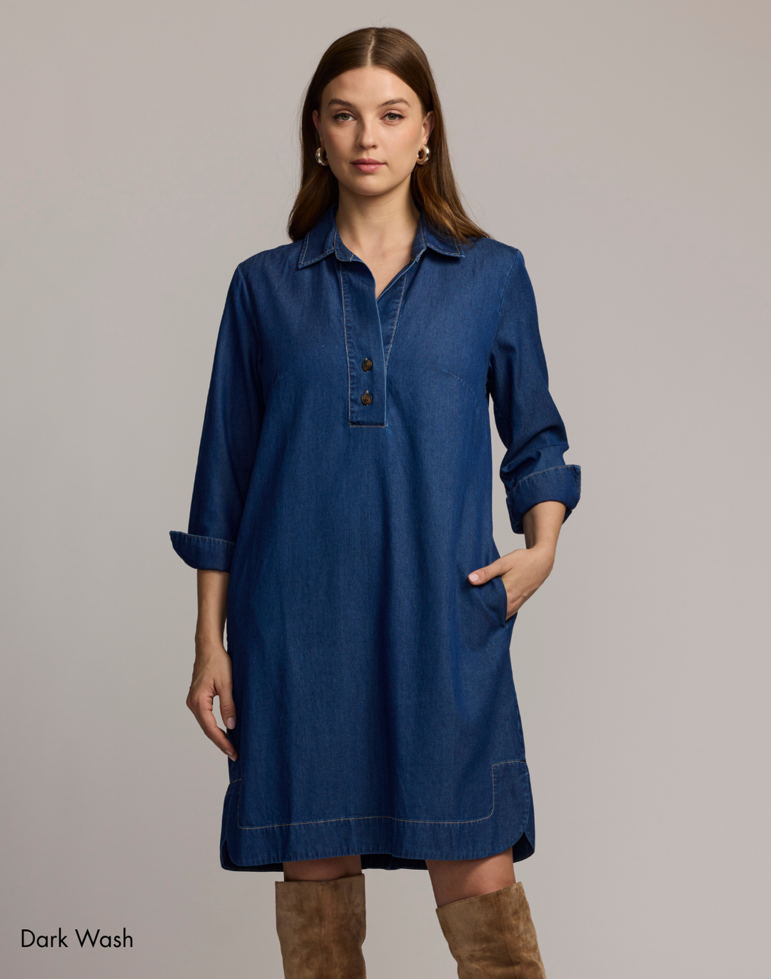 denim 3/4 sleeve dress Ivy 3/4 Sleeve Denim Dress