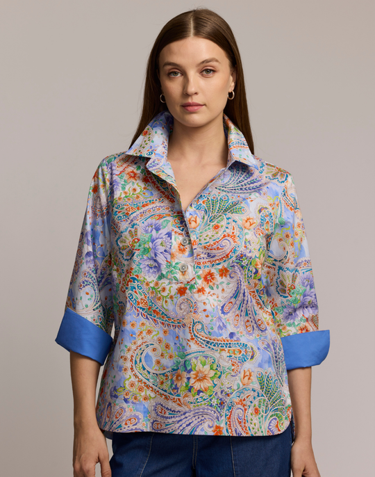 Aileen 3/4 Sleeve Floral Paisley Shirt