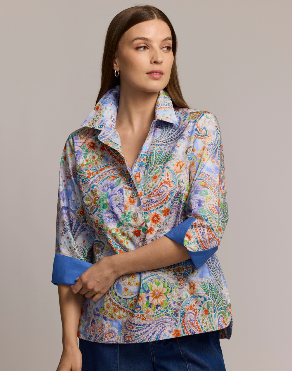 Aileen 3/4 Sleeve Floral Paisley Shirt
