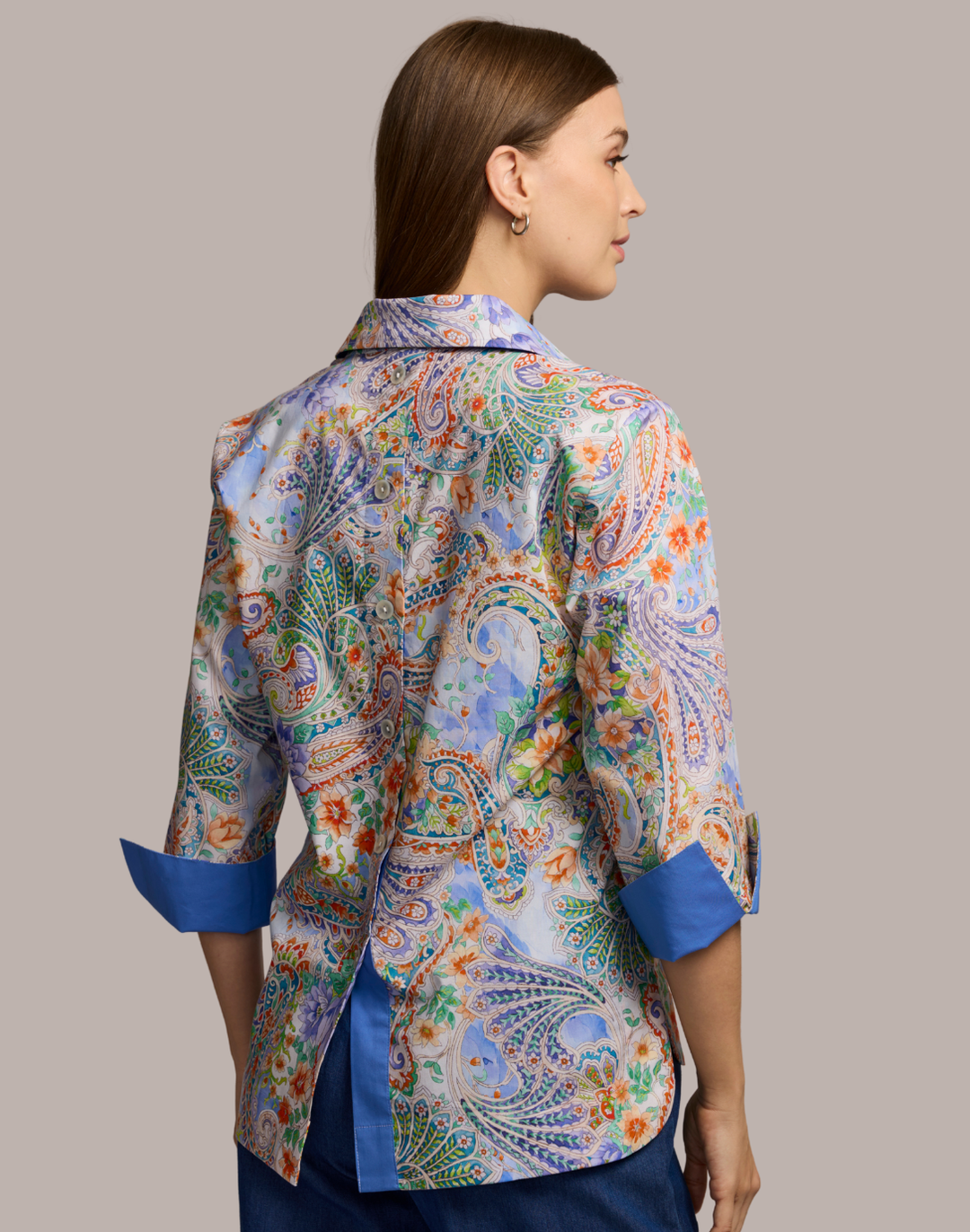Aileen 3/4 Sleeve Floral Paisley Shirt