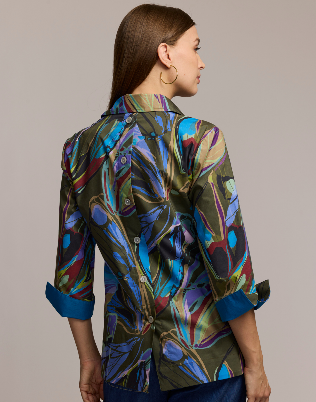 Aileen 3/4 Sleeve Abstract Camo Shirt