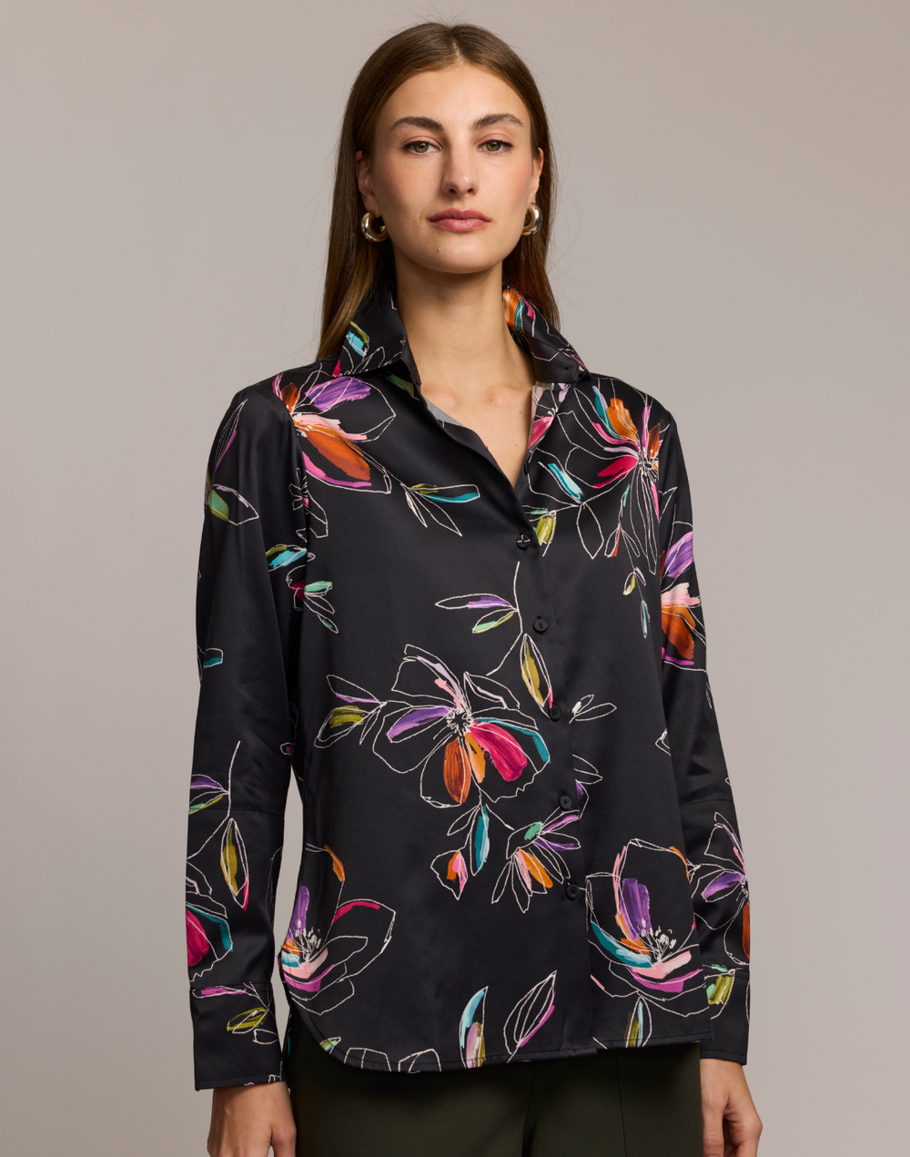 Margot Long Sleeve Floral Stencil Shirt