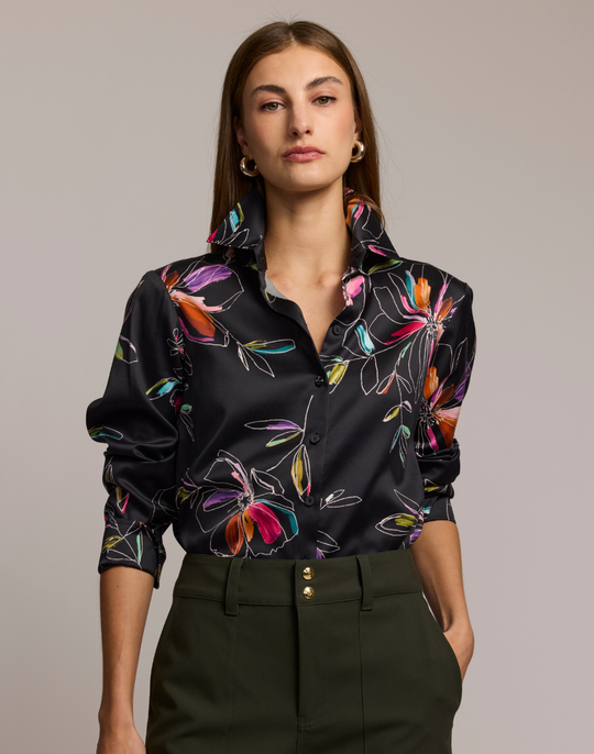 Margot Long Sleeve Floral Stencil Shirt
