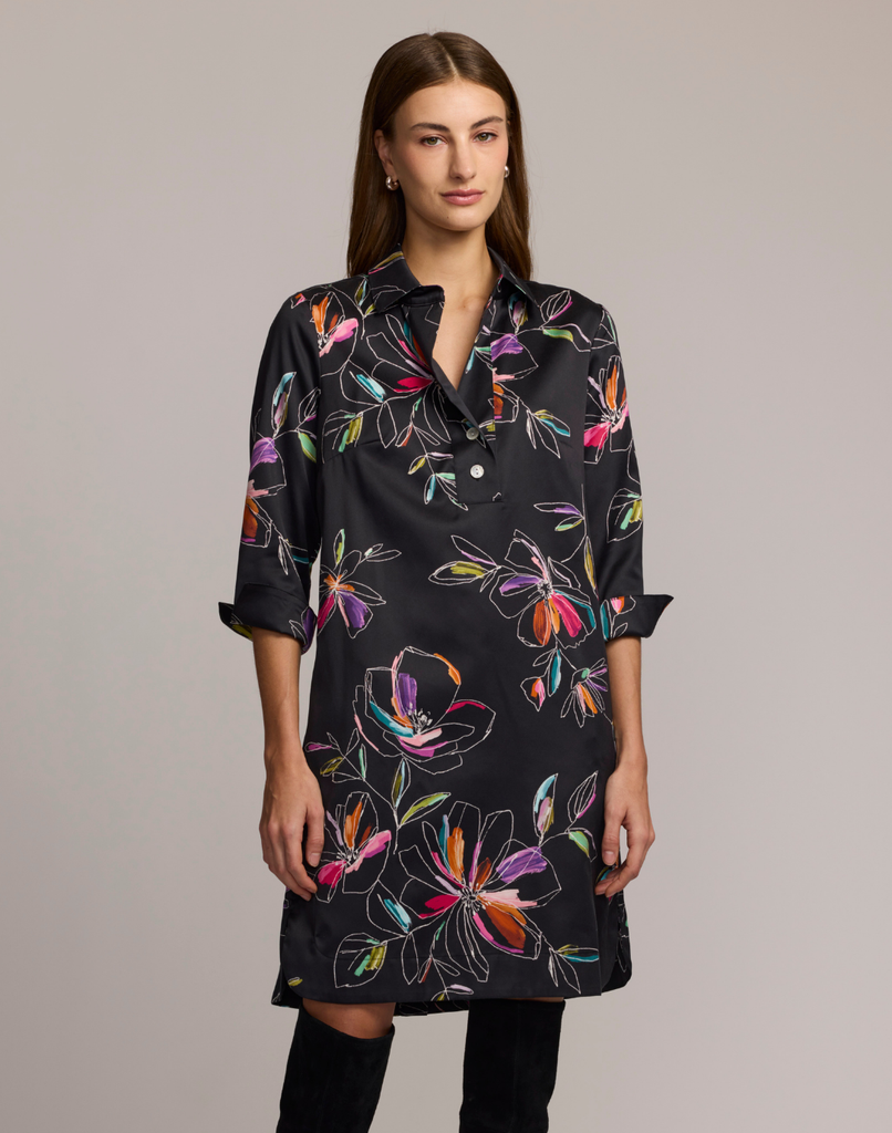 Aileen 3/4 Sleeve Floral Stencil Dress – Hinson Wu