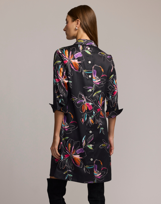 Aileen 3/4 Sleeve Floral Stencil Dress