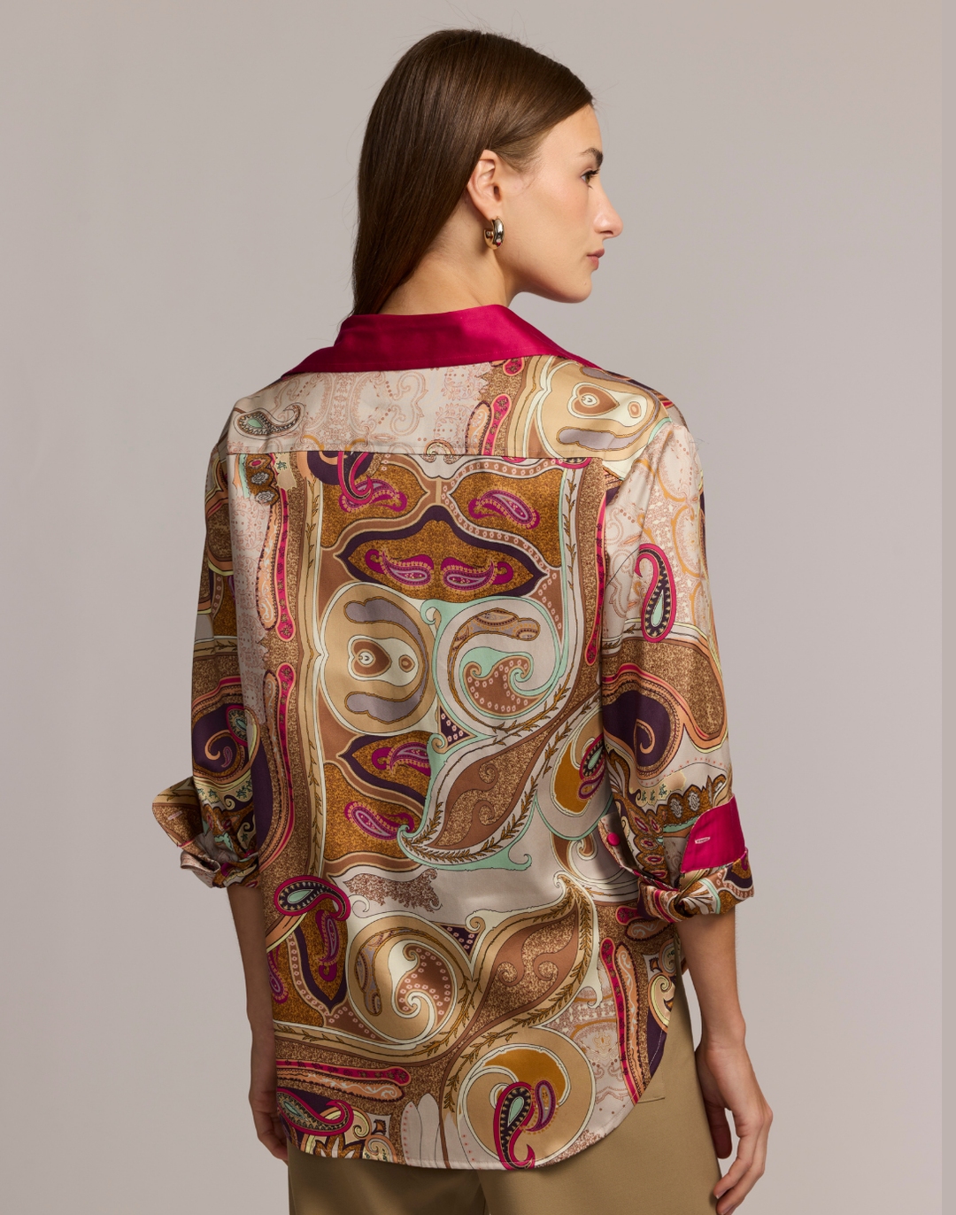 Halsey Long Sleeve Scarf Print Shirt