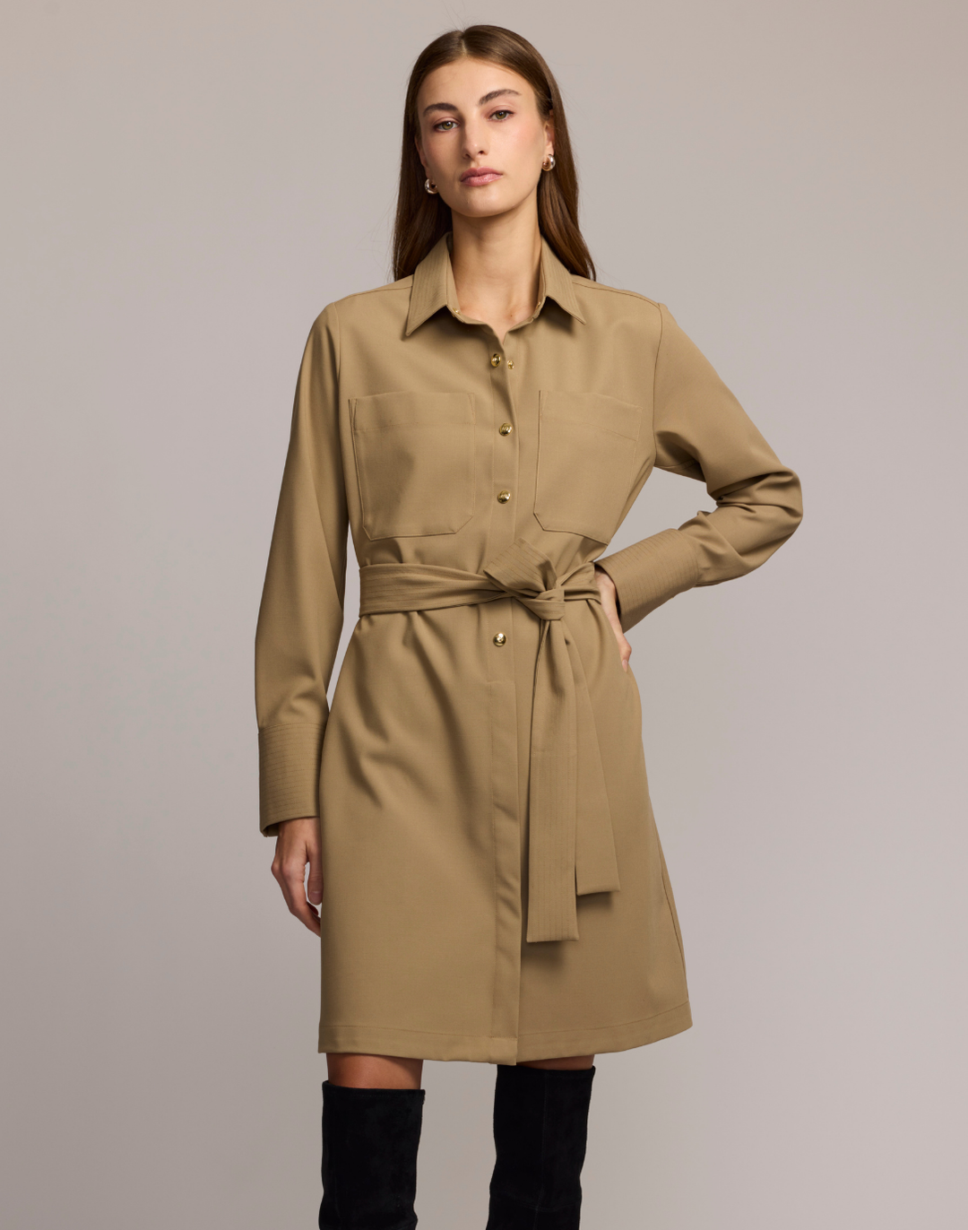 Astrid Long Sleeve Traveler's Twill Dress Black / XL Astrid Long Sleeve Traveler's Twill Dress Black / XL