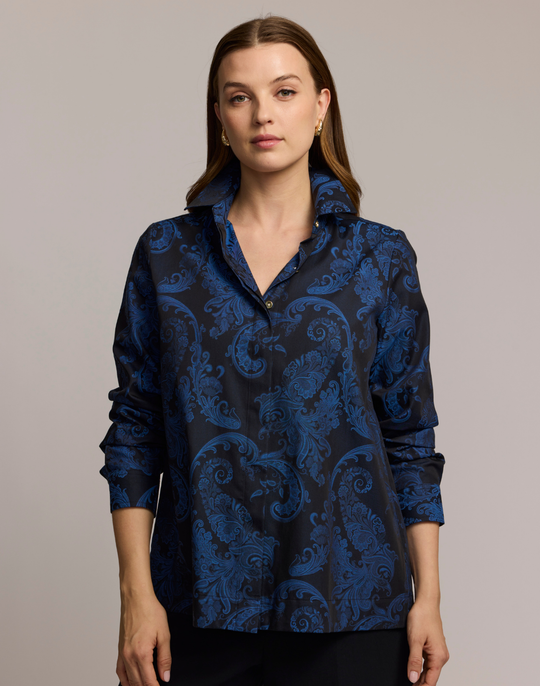 Xena Long Sleeve Paisley Jacquard Shirt
