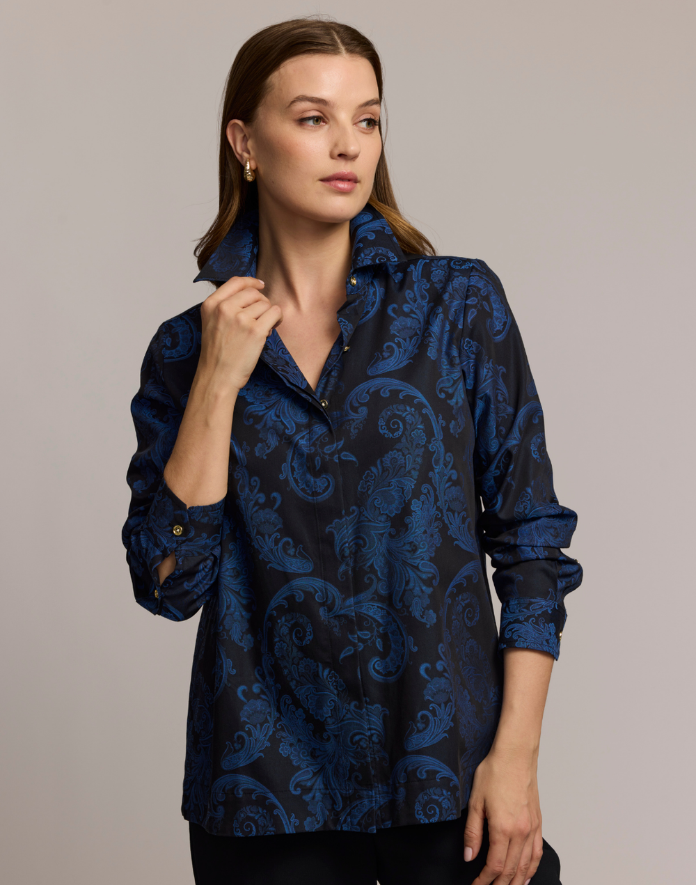 Xena Long Sleeve Paisley Jacquard Shirt